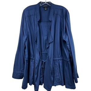 Lane Bryant Drape Front Navy Long Sleeve Jacket, 18/20